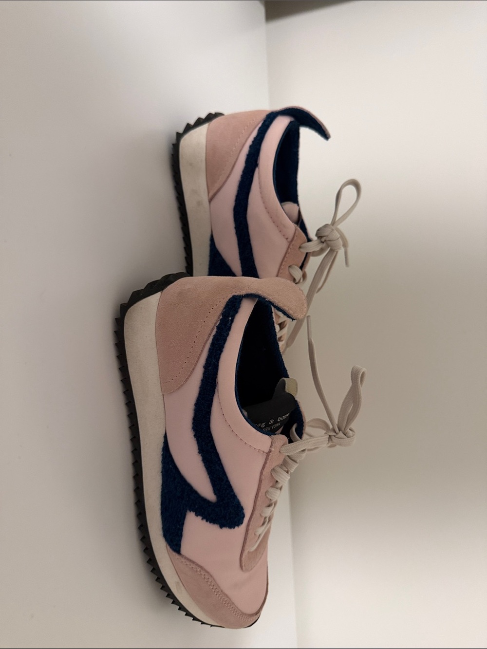 rag & bone Pink and Navy Suede-Trim Women's Sneakers